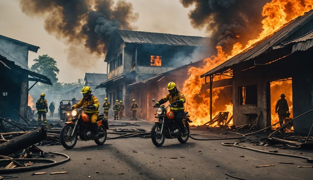 motorbike workshop fire response