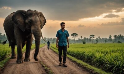 wild elephant on road