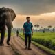 wild elephant on road