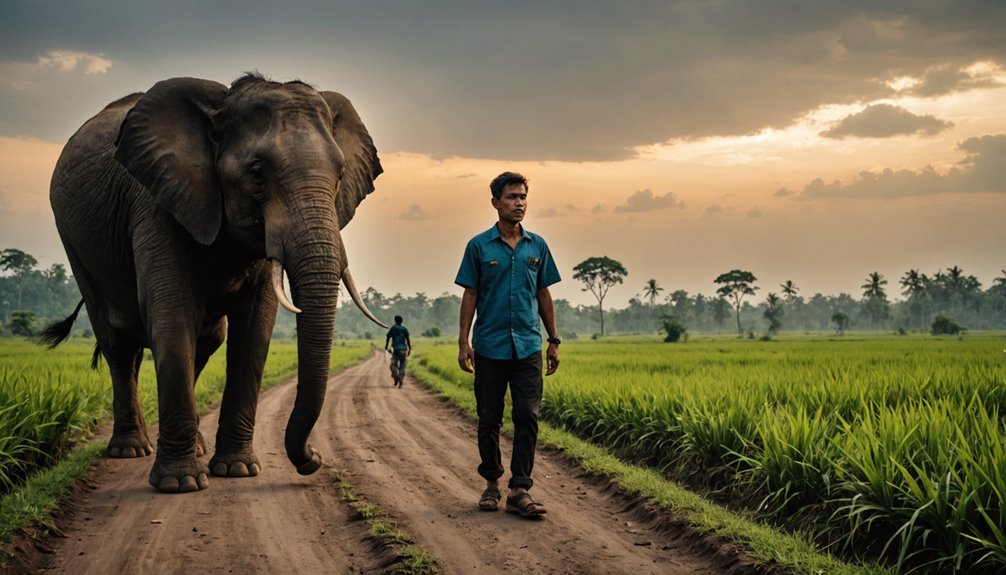 wild elephant on road